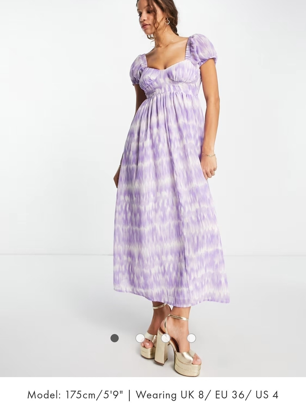 Lilac Tie-Dye Puff Sleeve Maxi Dress